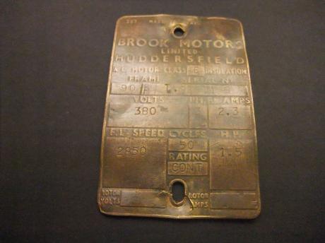 Brook Motors Huddersfield, England producent AC-motoren, wisselstroom elektrische motoren  oud plaatje